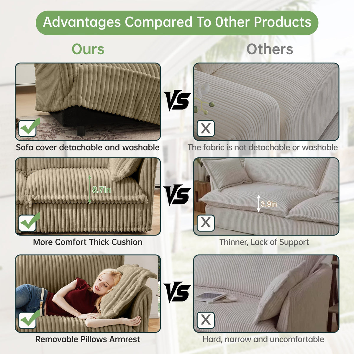 Slipcovered Long Sofa - 4 Seater Couch
