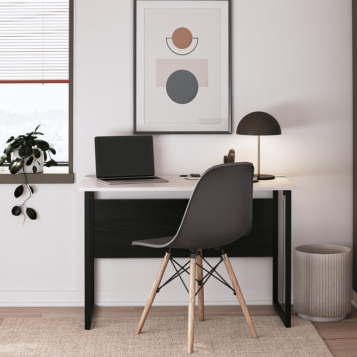 Sorina Writing Desk - White / Light Oak