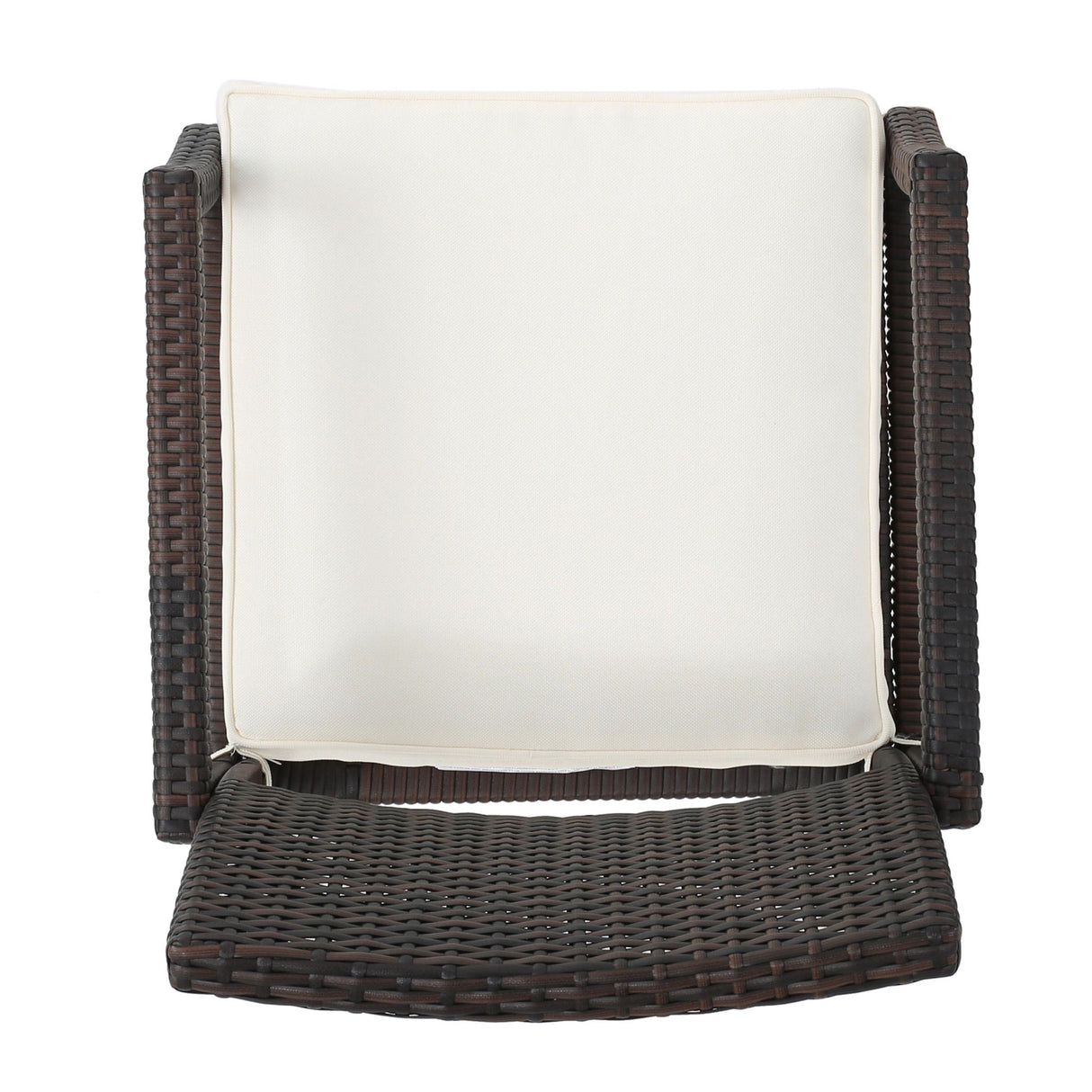 Outdoor Wicker Dining Chair With Water Resistant Cushions (Set of 2) - White / Brown