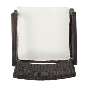 Outdoor Wicker Dining Chair With Water Resistant Cushions (Set of 2) - White / Brown