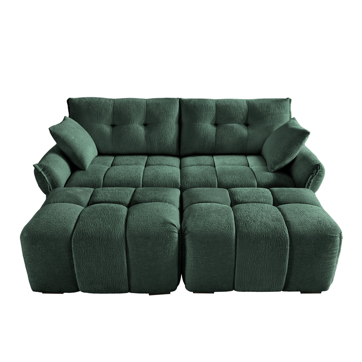 2 Seater Sofa Set With 2 Ottomans And Throw Pillows
