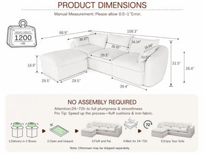Fully Sponge Compressed Sectional Sofa
