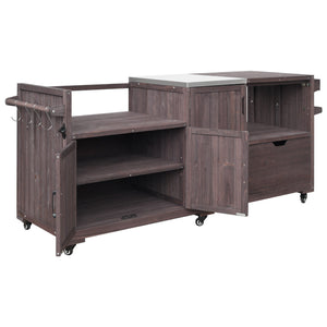 K&K 80.5' Outdoor Kitchen Island for Big Green Egg & Blackstone Griddle