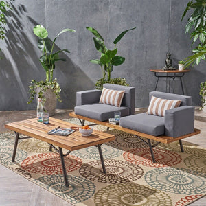 2 Piece Patio Set with Loveseat and Coffee Table - Natural Dark Gray