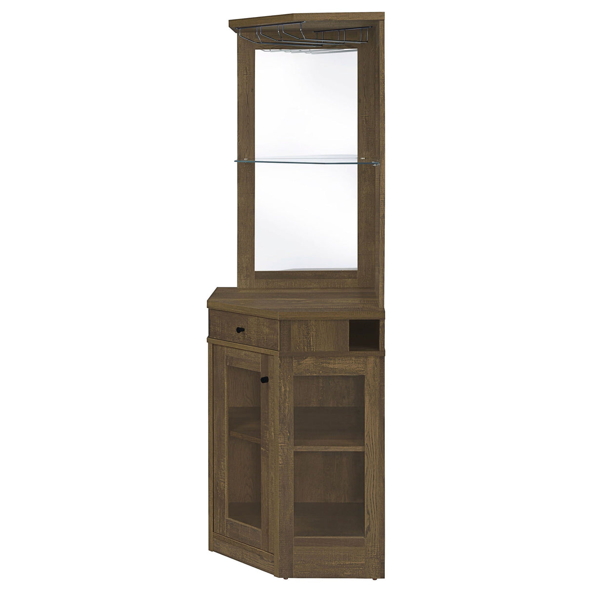Alviso 1-drawer Corner Home Bar Wine Cabinet Rustic Oak