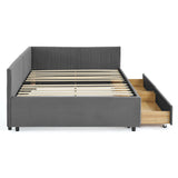 Full Size Upholstered Tufted Bed Frame with Two Drawers