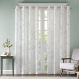 Palm leaf burnout window sheer