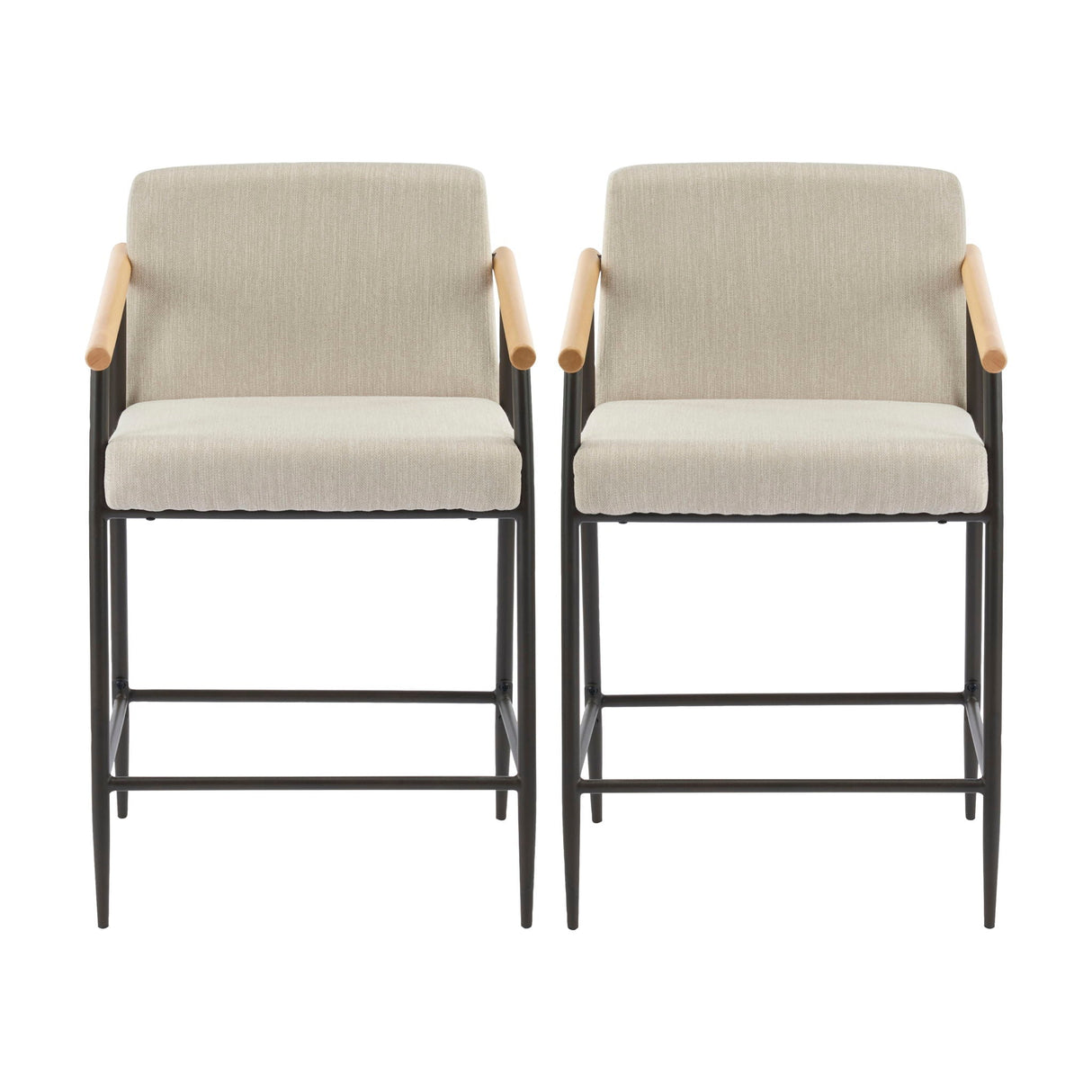 Mid Century Modern Counter Stool Set With Iron Frame