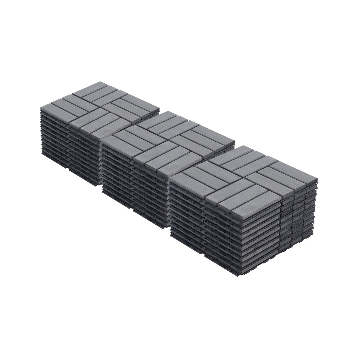 Acacia Wood Interlocking Deck Tiles Checker Pattern For Outdoor Flooring