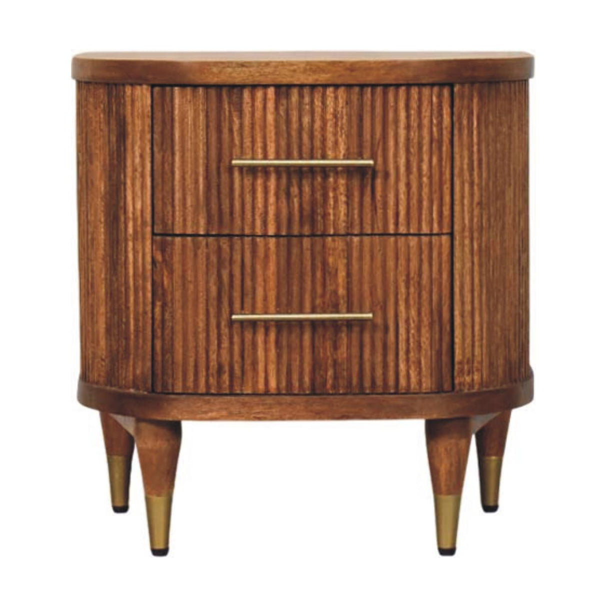 Solid Wood Ribbed Bedside Table