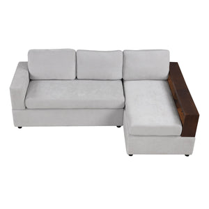 87.4' Sectional Sofa with Reversible Armrests Gray Chenille Upholstery