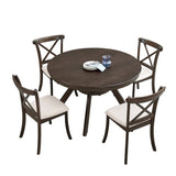 Wooden Dining Table Set (1 Table with 4 Chairs) Brown