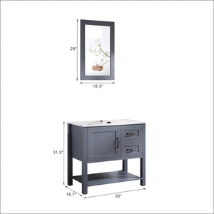 Bathroom Vanity With Mirror And Top Only - Gray