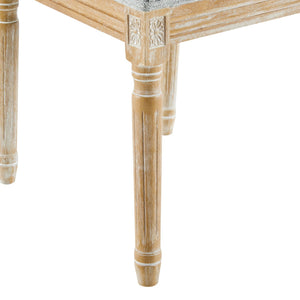 French Country Dining Chair With Rectangular Cane Backrest And Smooth Upholstered Seating