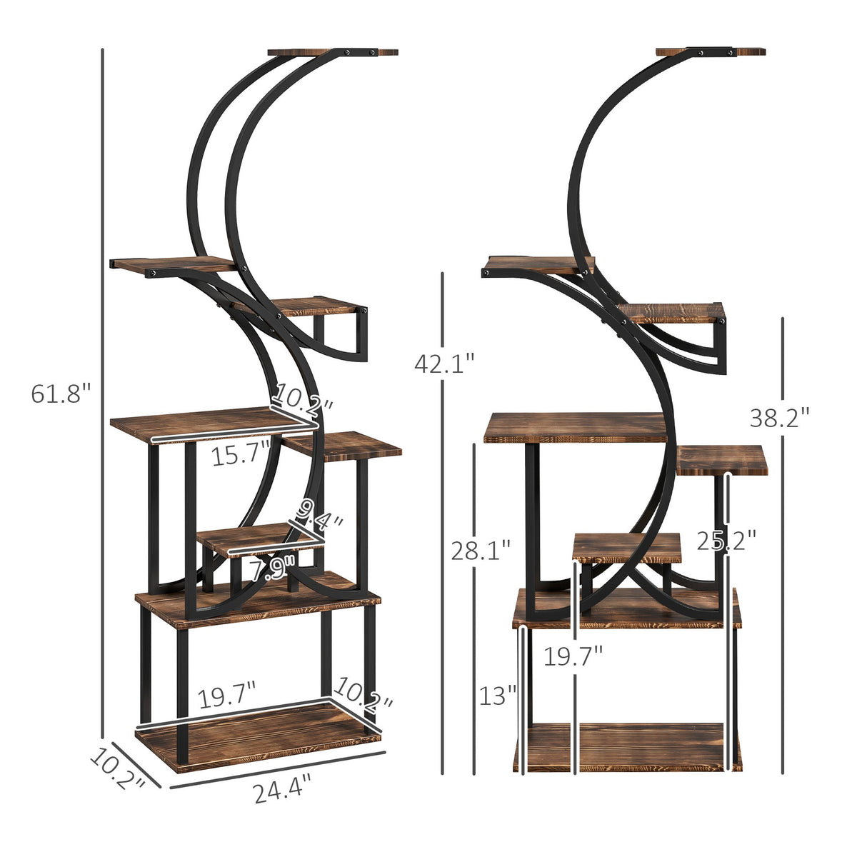S-Shaped Plant Stand - 8 Tier Plant Shelf