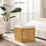 Nina-18'-Cane-Webbing-Cube-Ottoman,-Ivory-White-Boucle-