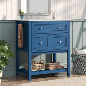 30" Navy Blue Bathroom Vanity