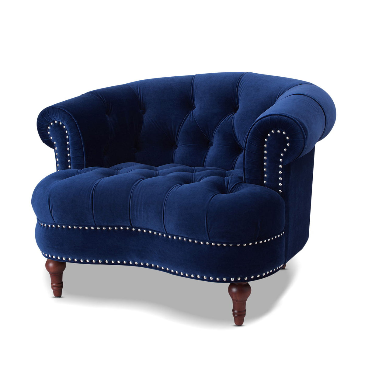 Victorian Tufted Upholstered Accent Chair with Nailhead Trim - Dark Red, Blue, or Pink