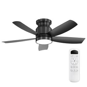 Flush Mount Ceiling Fan With LED Light 22W And Remote Control