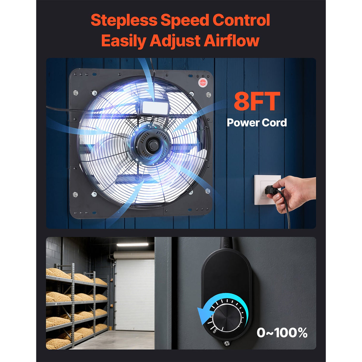 18 Inch Shutter Exhaust Fan with Variable Speed Controller
