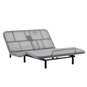 Caron Upholstered Wingback Bed with Adjustable Base Bundle Set, Queen Size