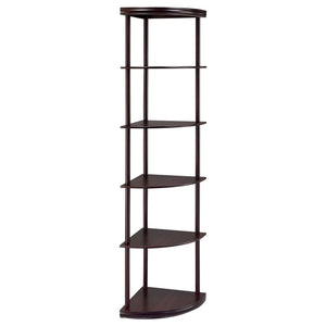 Corner Bookcase With 5 Shelves, Compact Design For Living Room - Cappuccino