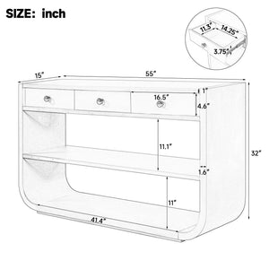 Console Table With 3 Soft Close Drawers & 2 Open Shelves