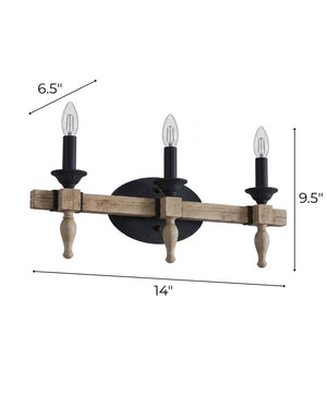 Glenwood 21"W 3-Light Aged Bronze and Distressed Oak Finish Bathroom Vanity Light Fixture