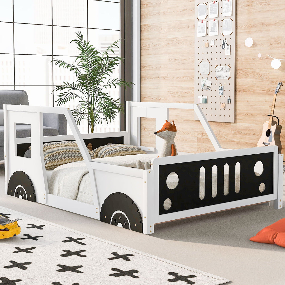 Classic Car Shaped Platform Bed With Wheels