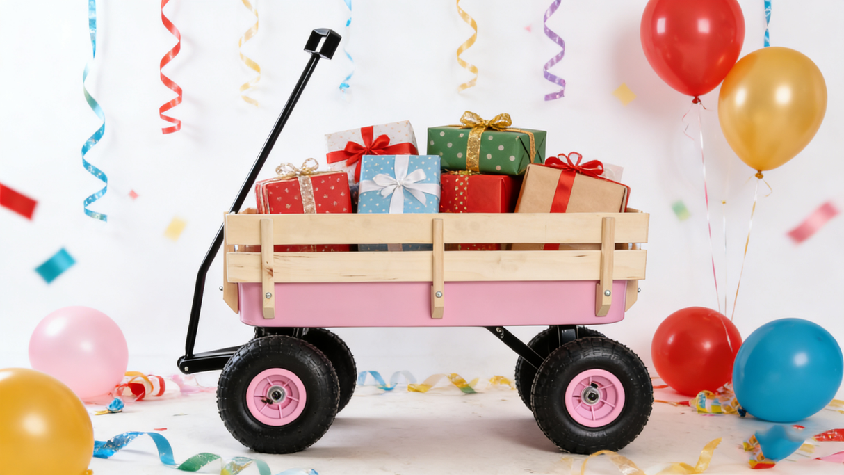 Outdoor Wagon All Terrain Pulling with Wood Railing