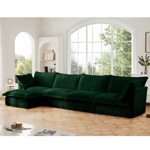 Slipcovered L Shape Sectional Long Sofa Couch