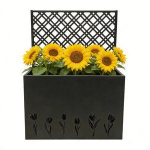 Tall Metal Planter with Trellis