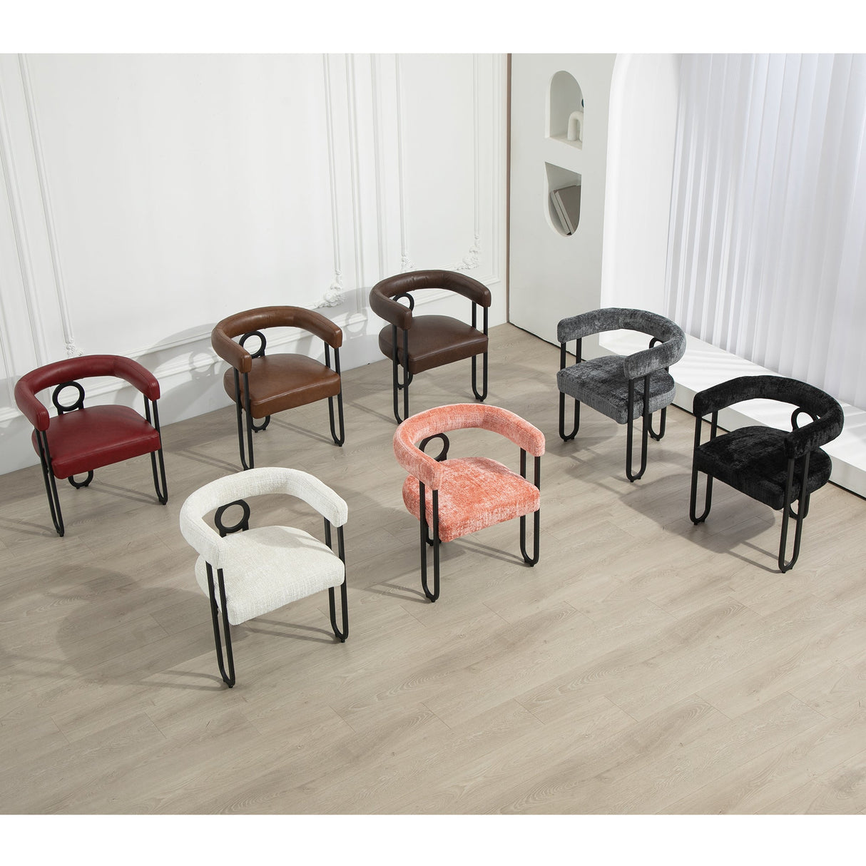 House hold contemporary designed upholstered accent/dining chair/barrel side chairs set of 2