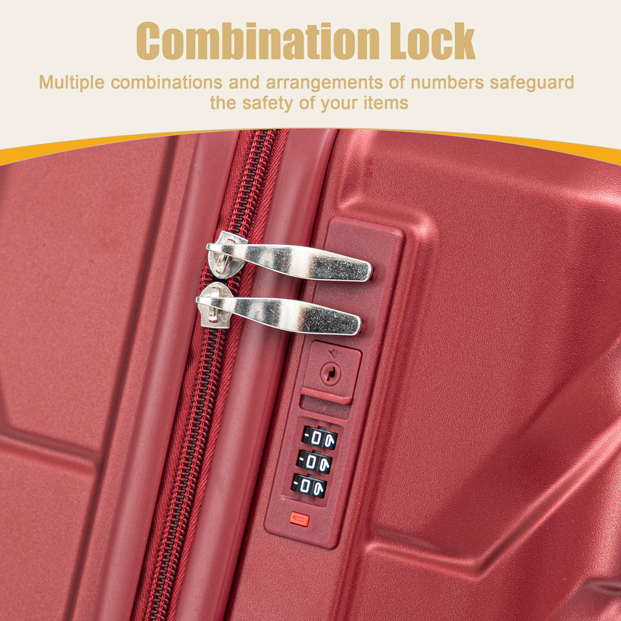 28 Inch ABS Hard Shell Large Travel Checked Luggage - Wine Red