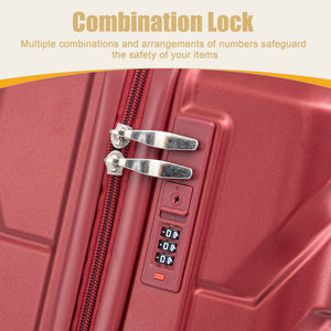 28 Inch ABS Hard Shell Large Travel Checked Luggage - Wine Red