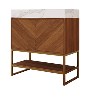29.9" Modern Free-standing Bathroom Vanity with Ceramic Sink