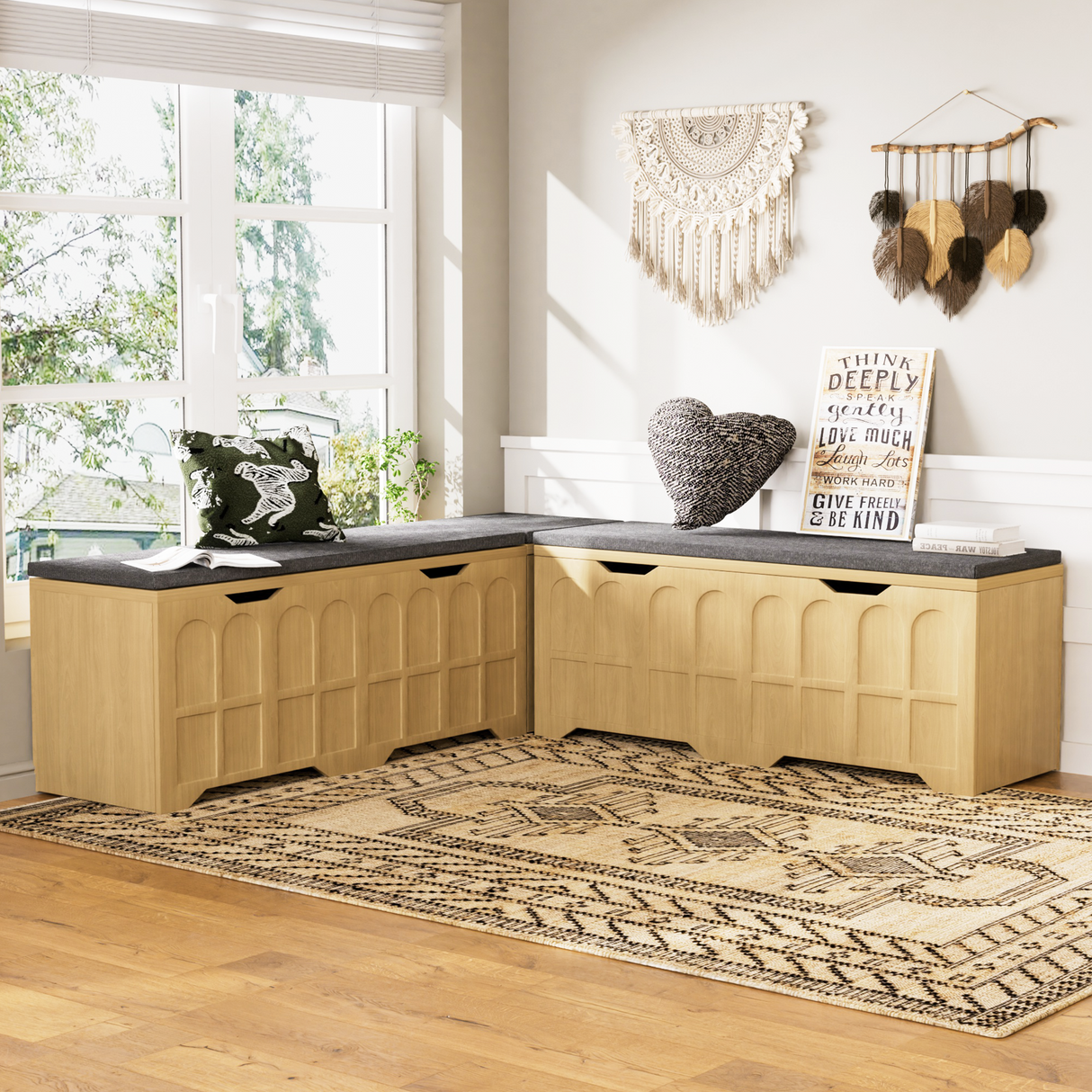 3-Piece L-Shaped Multifunctional Storage Bench