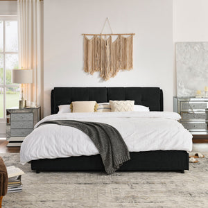 Storage Upholstered Hydraulic Platform Bed With Integrated Headboard