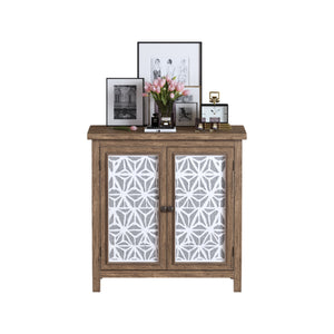 Rustic Natural Aged Brown Solid Wood Transitional Storage Cabinet – 31.89'