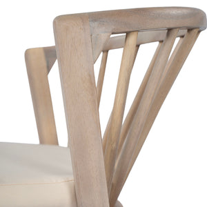 Outdoor Dining Chairs Set of 2 with Acacia Wood and Cream Washable Cushions