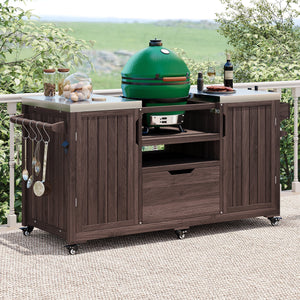 K&K 66.5' Outdoor Kitchen Island for Big Green Egg Grills