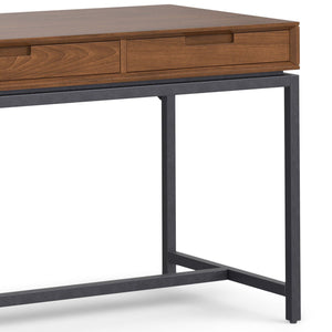 Mid Century Handcrafted Wide Writing Desk with Storage Drawers - Light Brown or Dark Brown