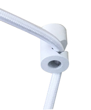 2 Light Swag Plug-In Pendant 16"w Light Oatmeal Linen Drum with Diffuser, White Cord