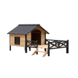 Outdoor Large Wooden Cabin House Style Dog Kennel with Porch