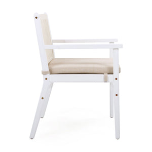 Outdoor Acacia Wood Patio Dining Armchair (Set of 2)