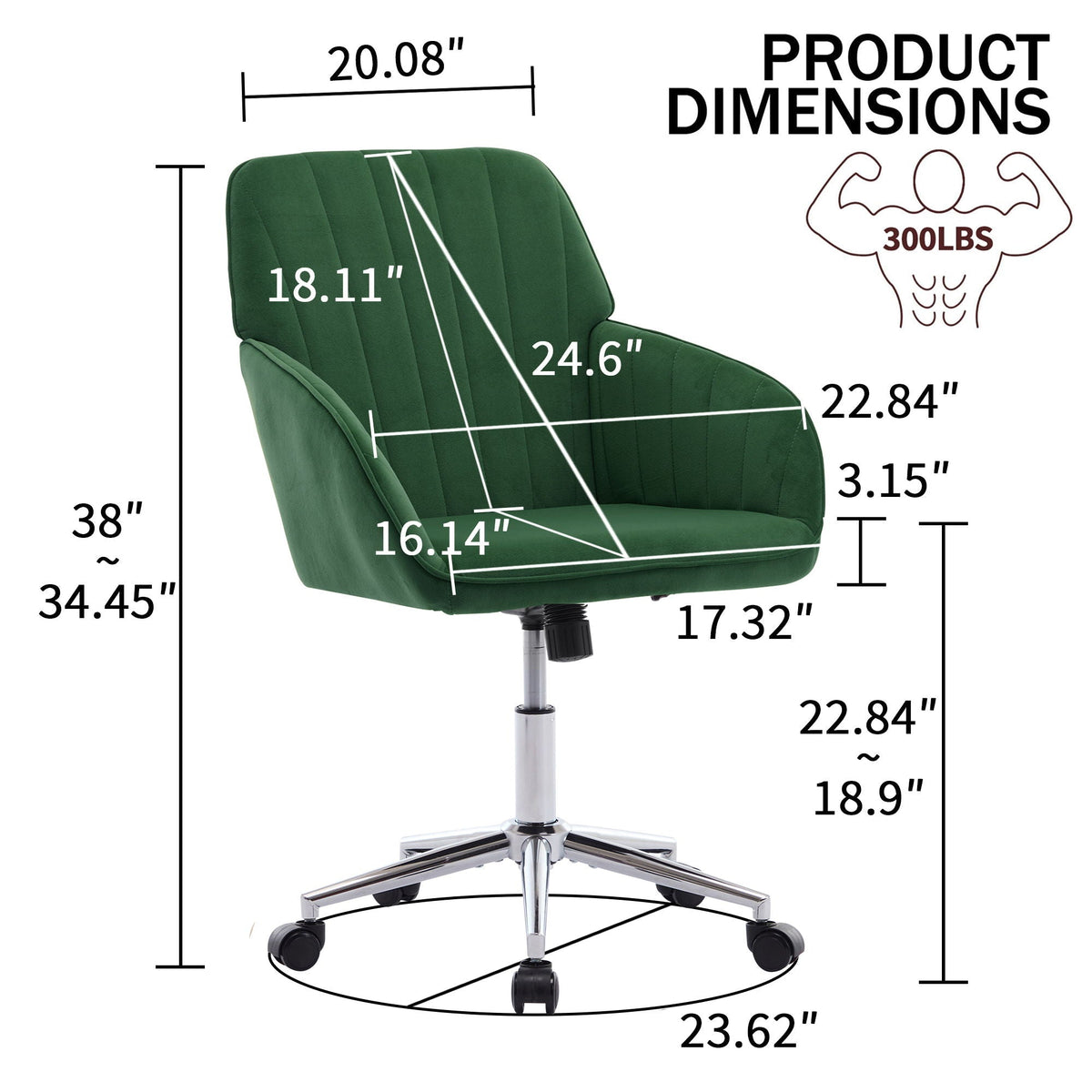 Adjustable Ergonomic Office Chair, Swivel Backrest Seat