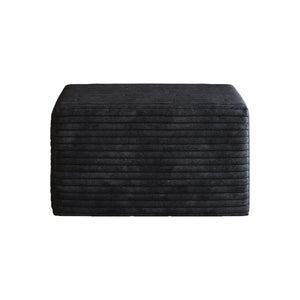 Black Plush Corduroy Sofa Ottoman - No Assembly Required