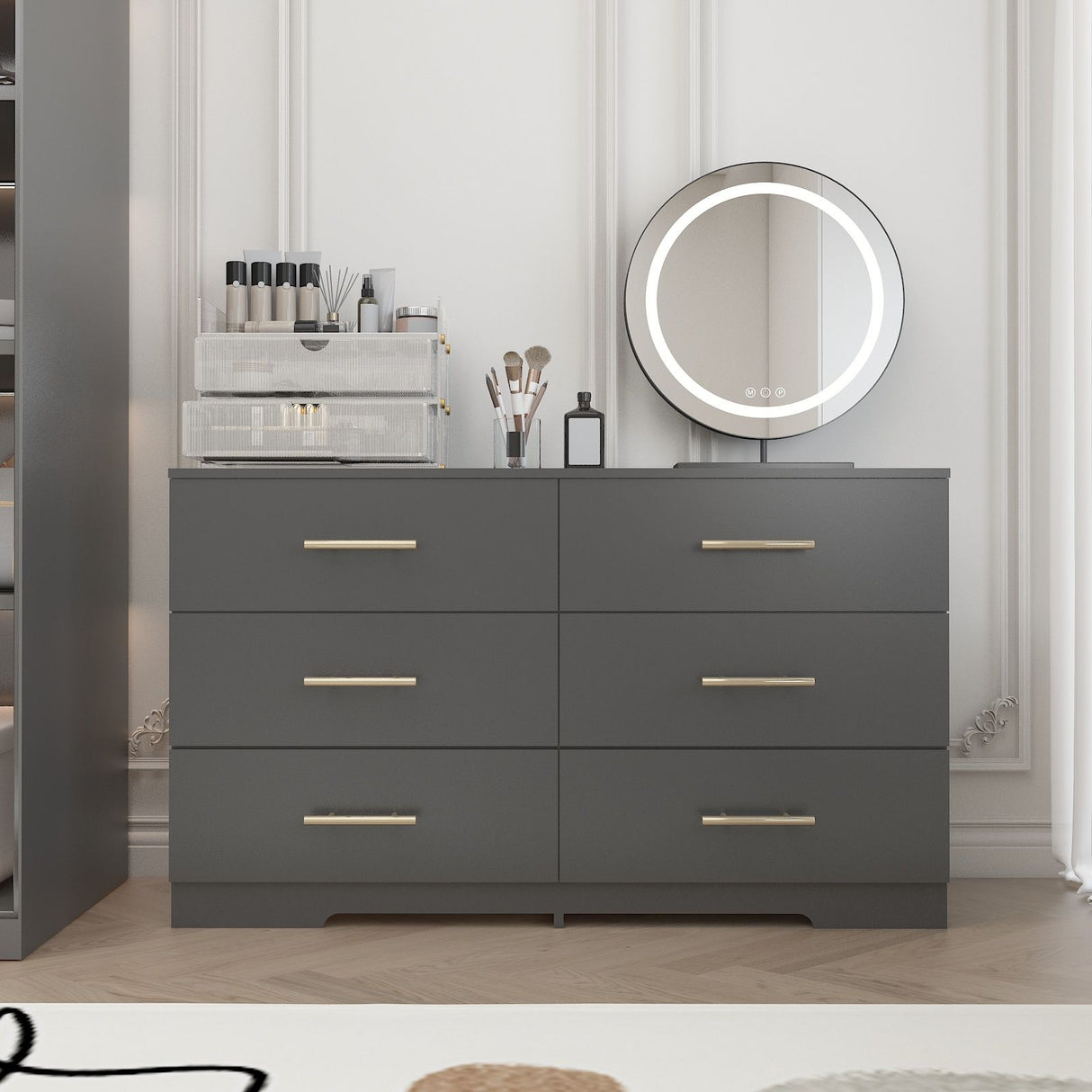 Large 6 Drawers Chest Of Drawer Dressers Table With Handle