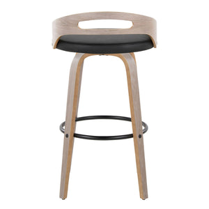 Cassis - Mid Century Modern Fixed Height Barstool With Swivel With Round Footrest (Set of 2)