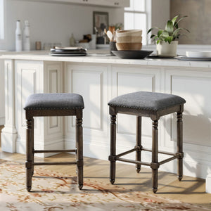 Arnhem Wood Upholstered Swivel Counter Height Stool, Set of 2